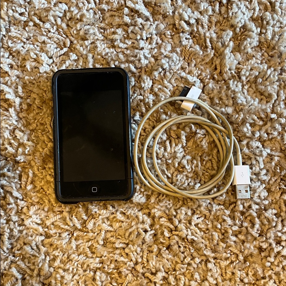 Apple Black iPod Touch with White USB Charging Cable